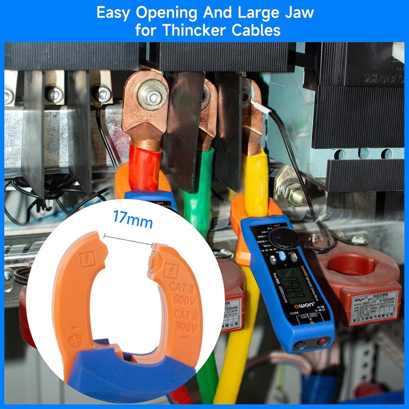 Owon Digital Clamp Meter Auto Range 20000 Counts AC/DC Resistance Capacitance Tester Multiple Measurement Functions NVC VFC Diode Overload Protection True RMS Multimeter CM2100B - Image 3